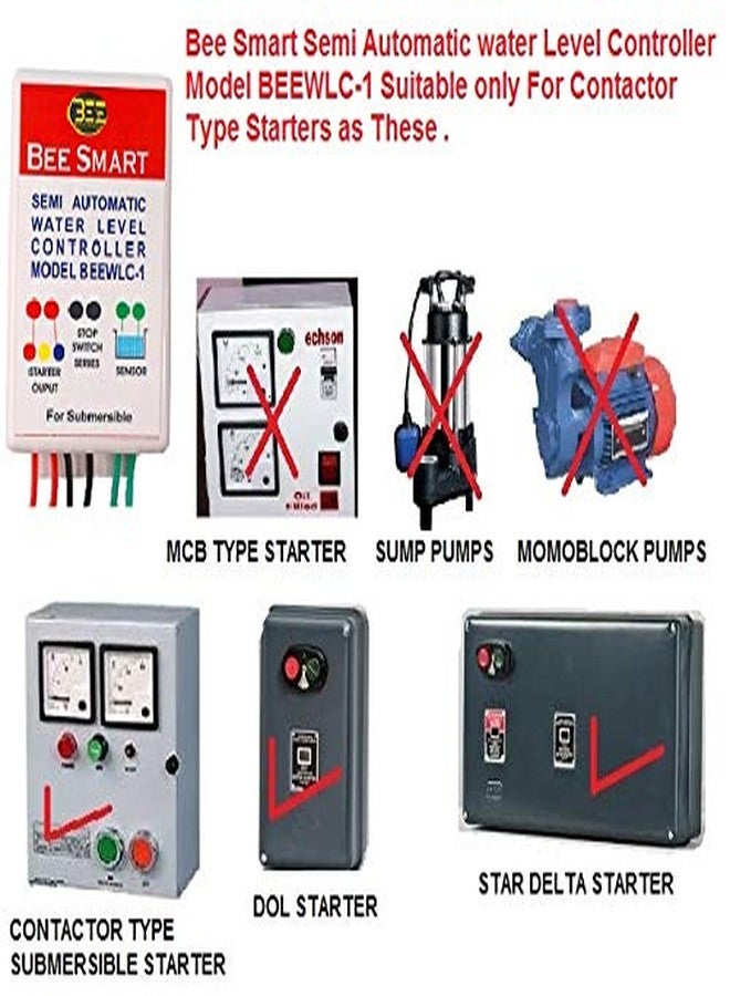 بي سمارت جهاز التحكم الذكي شبه الأوتوماتيكي في مستوى الماء من Bee Smart، تشغيل يدوي، إيقاف تلقائي، مخصص فقط لبادئ التشغيل الغاطس من نوع الموصل، طراز BEEWLC-1 (عبوة من 6 قطع) - Image 2